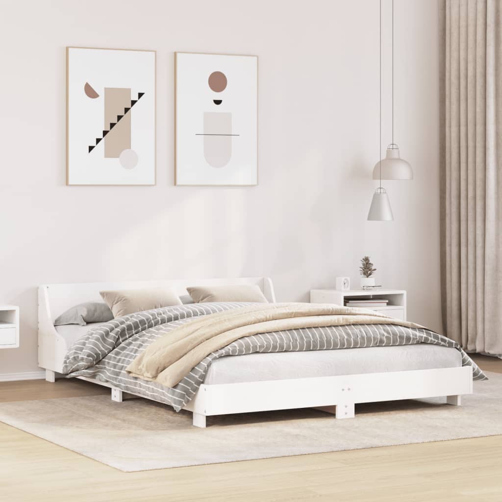 Bed Frame without Mattress White 120x200 cm Solid Wood Pine